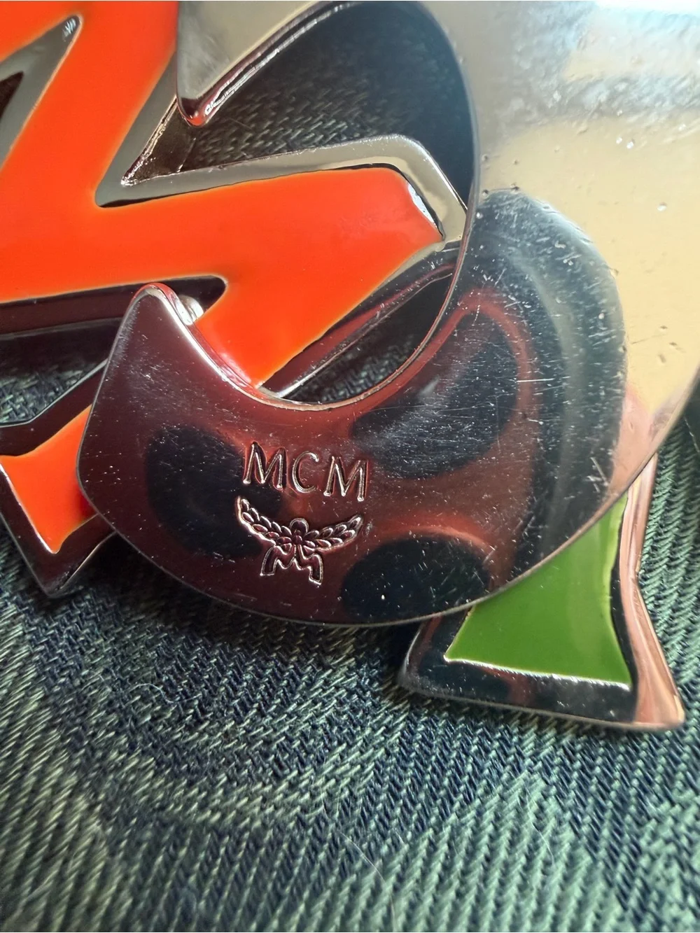 MCM Green & Orange Logo Bag charm/Keychain
